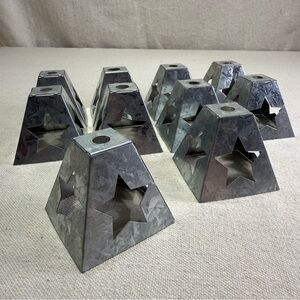 Galvanized Punched Metal Christmas Tree Light Covers, Lanterns, Set of 10